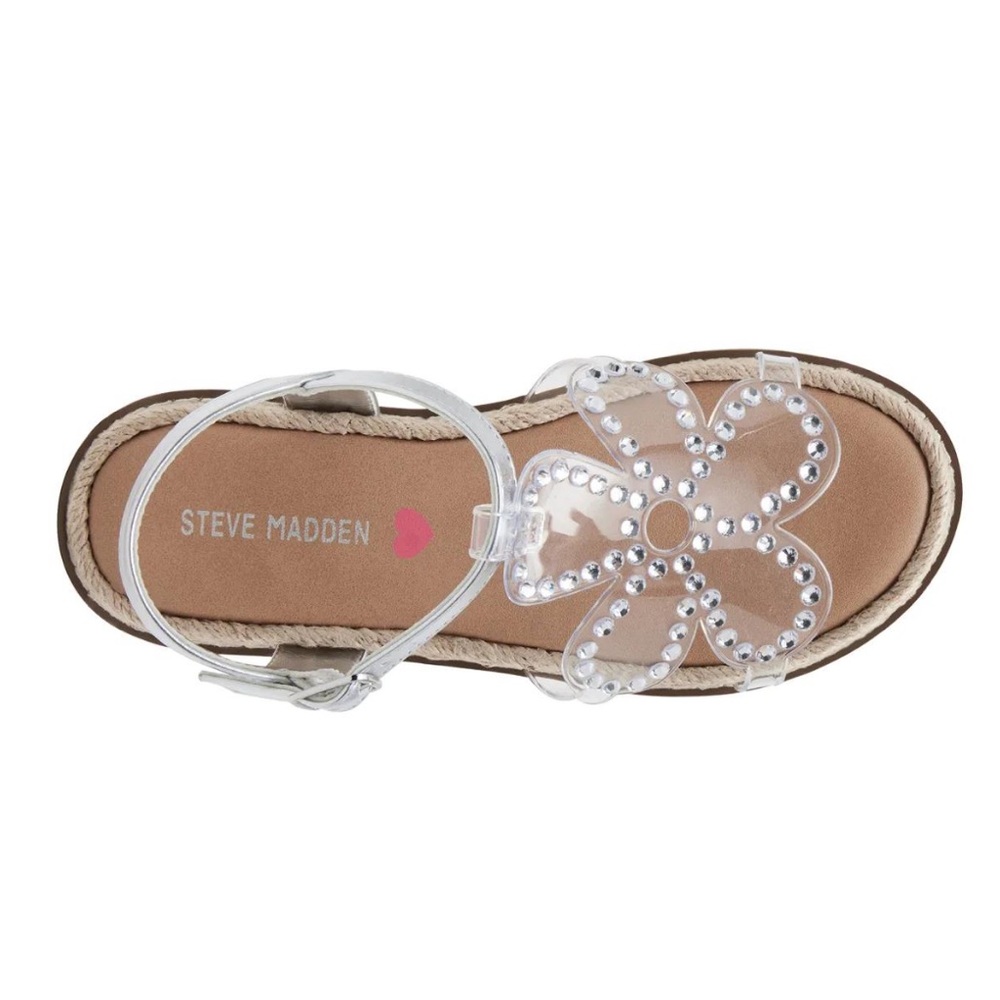 New Steve Madden Metallic Floral Flute Sandals. Size 3